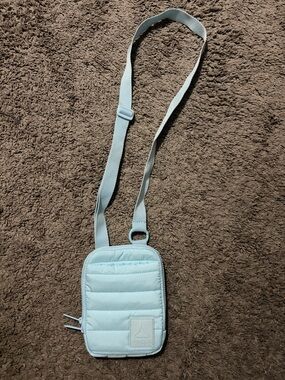 Reebok Light Blue Quilted Crossbody Pouch with Logo Patch